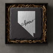 Nevada Slate Coasters 4x4 Laser Engraved Stone Drink Coasters Nevada Home Décor Silver State Established 1864 Gift