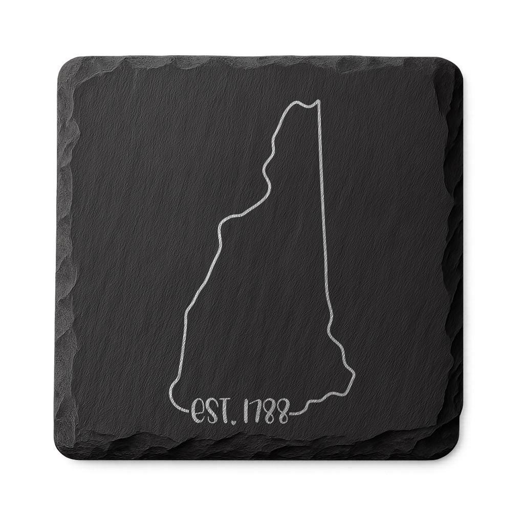 New Hampshire Slate Coasters 4x4 Laser Engraved Stone Drink Coasters New Hampshire Home Décor Granite State Established 1788 Gift