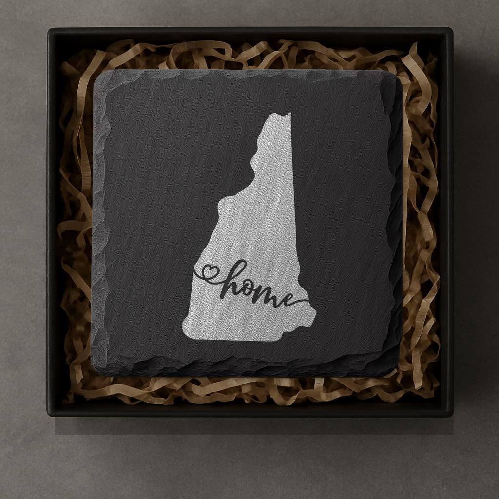 New Hampshire Slate Coasters 4x4 Laser Engraved Stone Drink Coasters New Hampshire Home Décor Granite State Established 1788 Gift