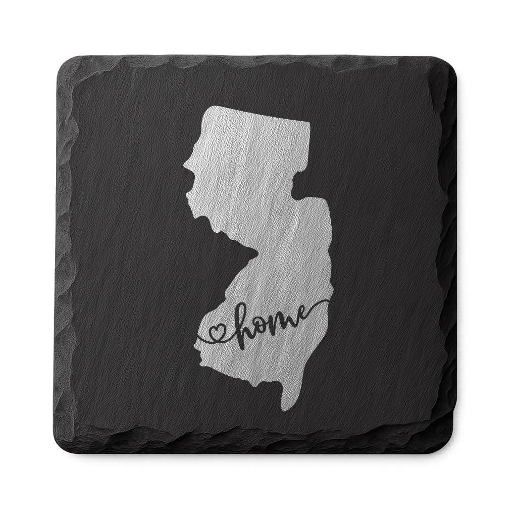 New Jersey Slate Coasters 4x4 Laser Engraved Stone Drink Coasters New Jersey Home Décor Garden State Established 1787 Gift