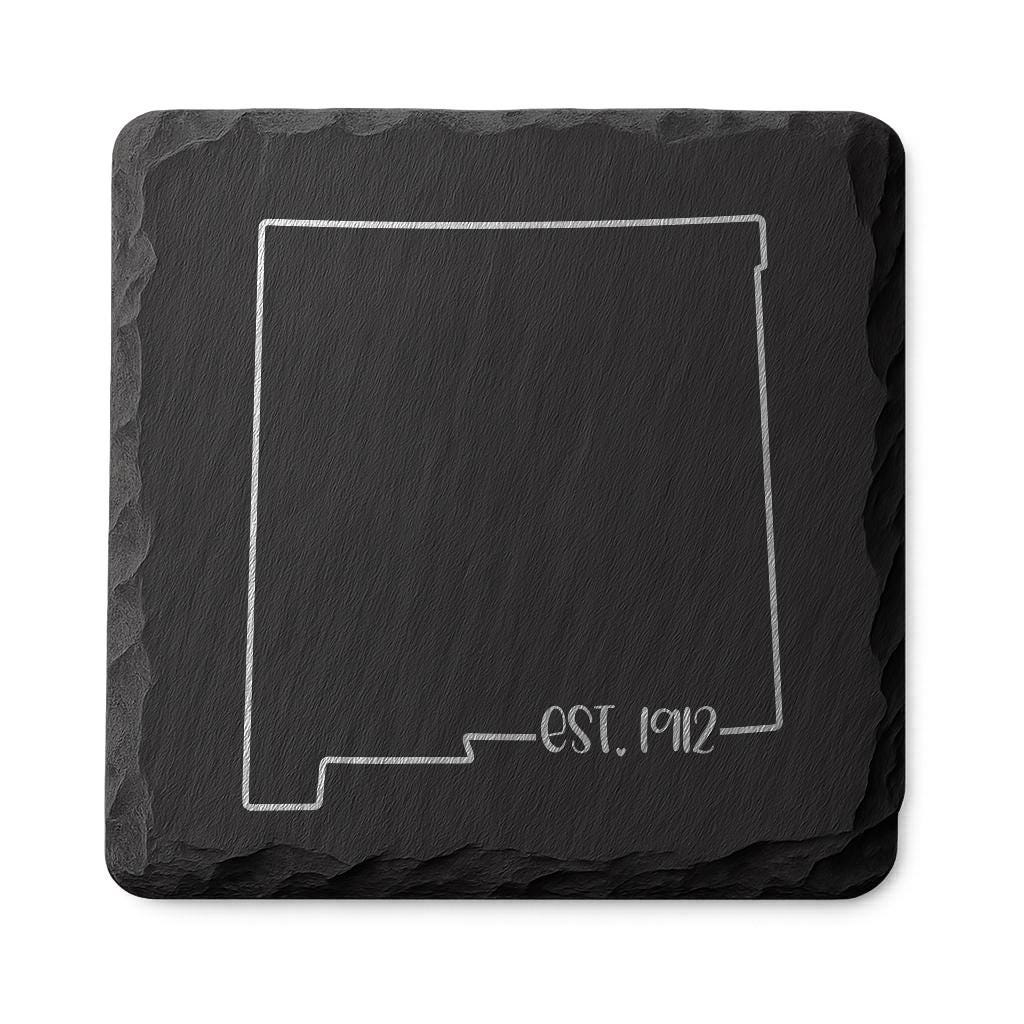 New Mexico Slate Coasters 4x4 Laser Engraved Stone Drink Coasters New Mexico Home Décor Land of Enchantment Established 1912 Gift