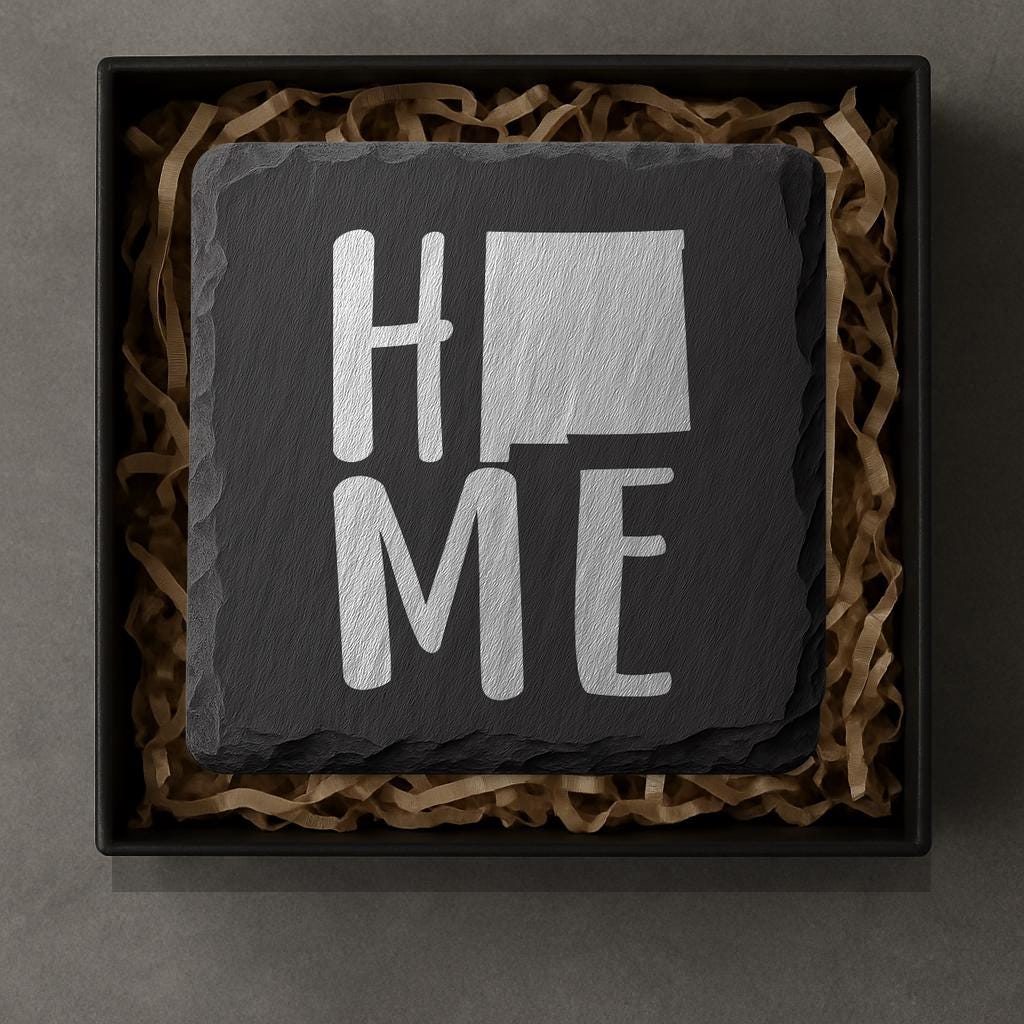 New Mexico Slate Coasters 4x4 Laser Engraved Stone Drink Coasters New Mexico Home Décor Land of Enchantment Established 1912 Gift