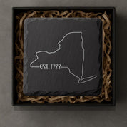 New York Slate Coasters 4x4 Laser Engraved Stone Drink Coasters New York Home Décor Empire State Established 1788 Gift
