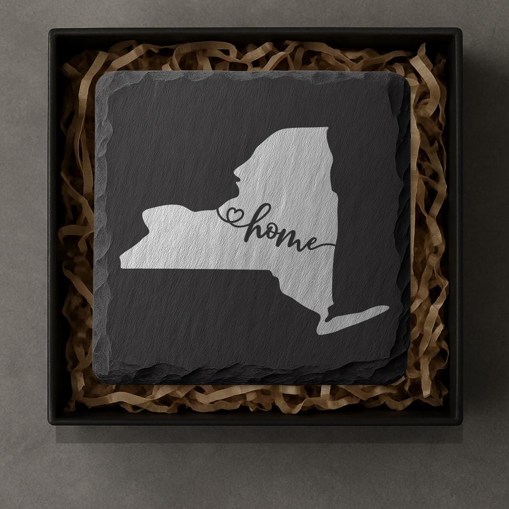 New York Slate Coasters 4x4 Laser Engraved Stone Drink Coasters New York Home Décor Empire State Established 1788 Gift