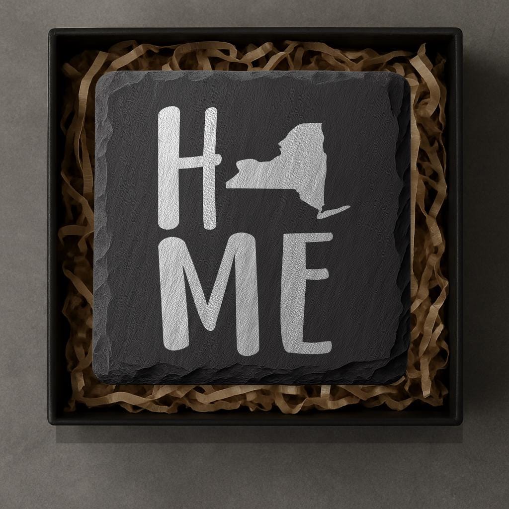 New York Slate Coasters 4x4 Laser Engraved Stone Drink Coasters New York Home Décor Empire State Established 1788 Gift