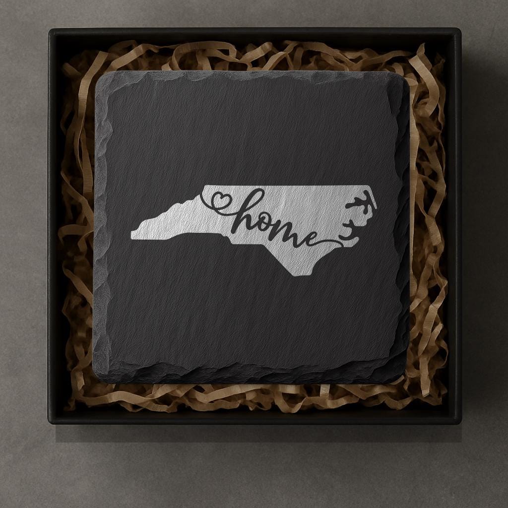 North Carolina Slate Coasters 4x4 Laser Engraved Stone Drink Coasters North Carolina Home Décor Tar Heel State Established 1789 Gift