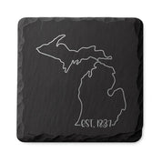 Michigan Slate Coasters 4x4 Laser Engraved Stone Drink Coasters Michigan Home Décor Great Lakes State Established 1837 Gift