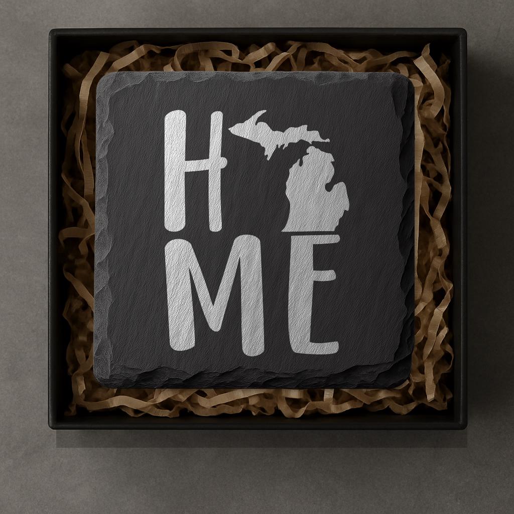 Michigan Slate Coasters 4x4 Laser Engraved Stone Drink Coasters Michigan Home Décor Great Lakes State Established 1837 Gift