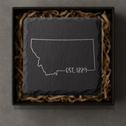 Montana Slate Coasters 4x4 Laser Engraved Stone Drink Coasters Montana Home Décor Treasure State Established 1889 Gift