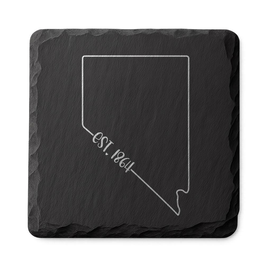 Nevada Slate Coasters 4x4 Laser Engraved Stone Drink Coasters Nevada Home Décor Silver State Established 1864 Gift