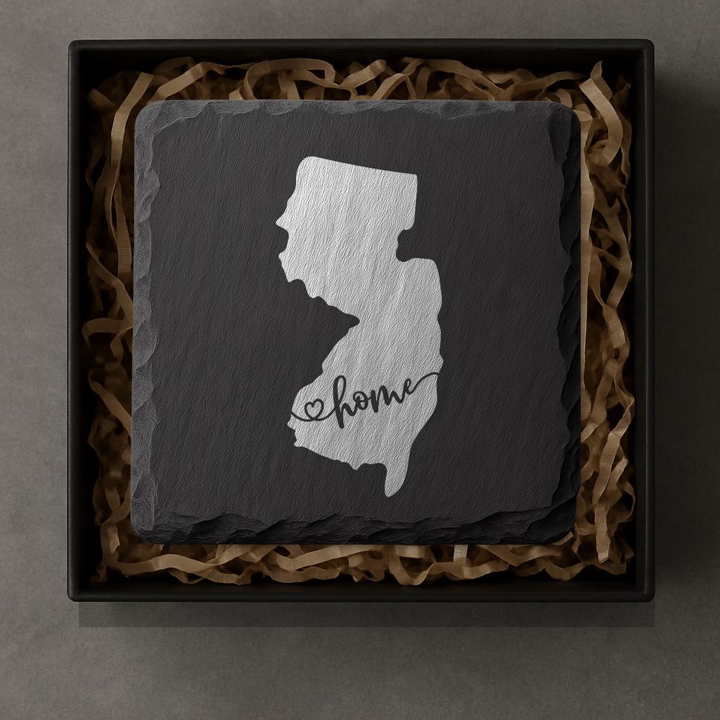 New Jersey Slate Coasters 4x4 Laser Engraved Stone Drink Coasters New Jersey Home Décor Garden State Established 1787 Gift