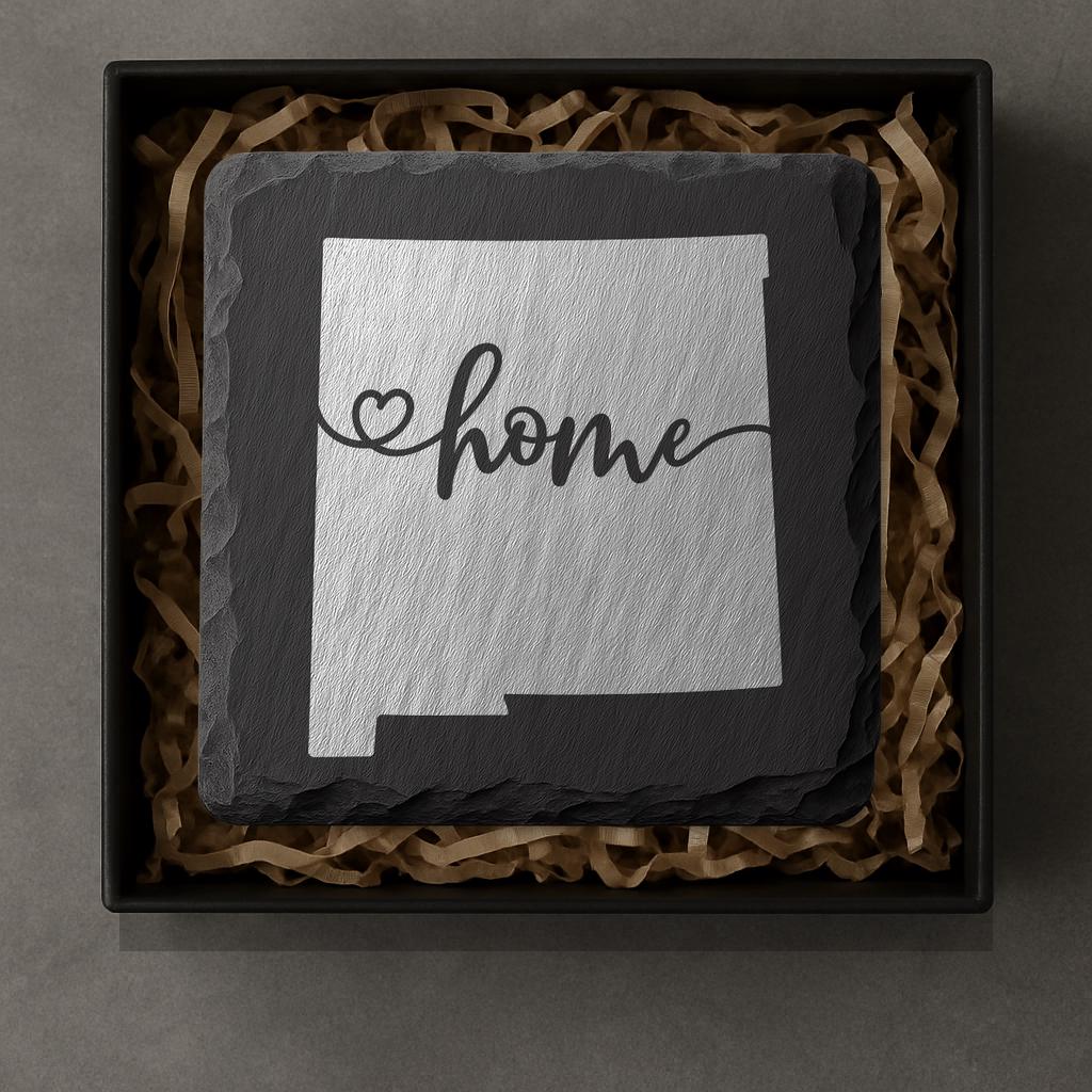 New Mexico Slate Coasters 4x4 Laser Engraved Stone Drink Coasters New Mexico Home Décor Land of Enchantment Established 1912 Gift