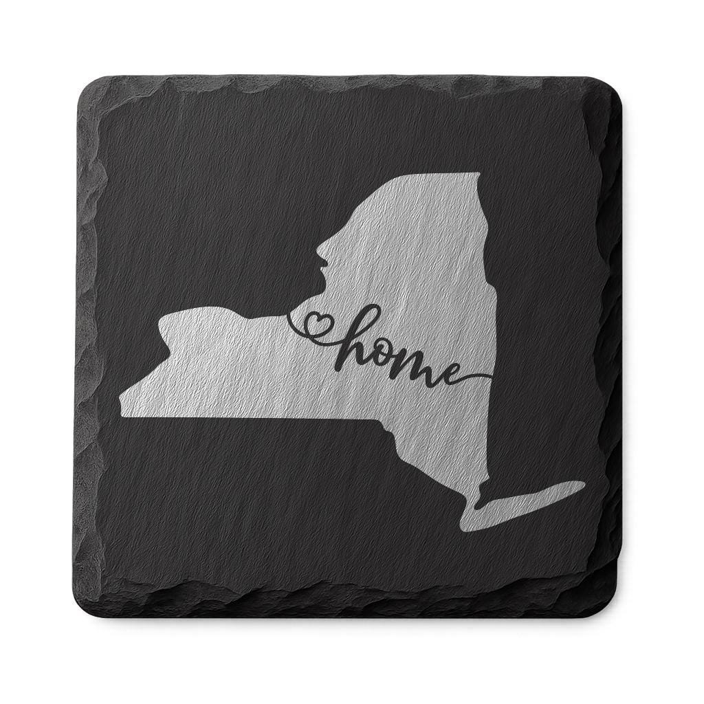 New York Slate Coasters 4x4 Laser Engraved Stone Drink Coasters New York Home Décor Empire State Established 1788 Gift