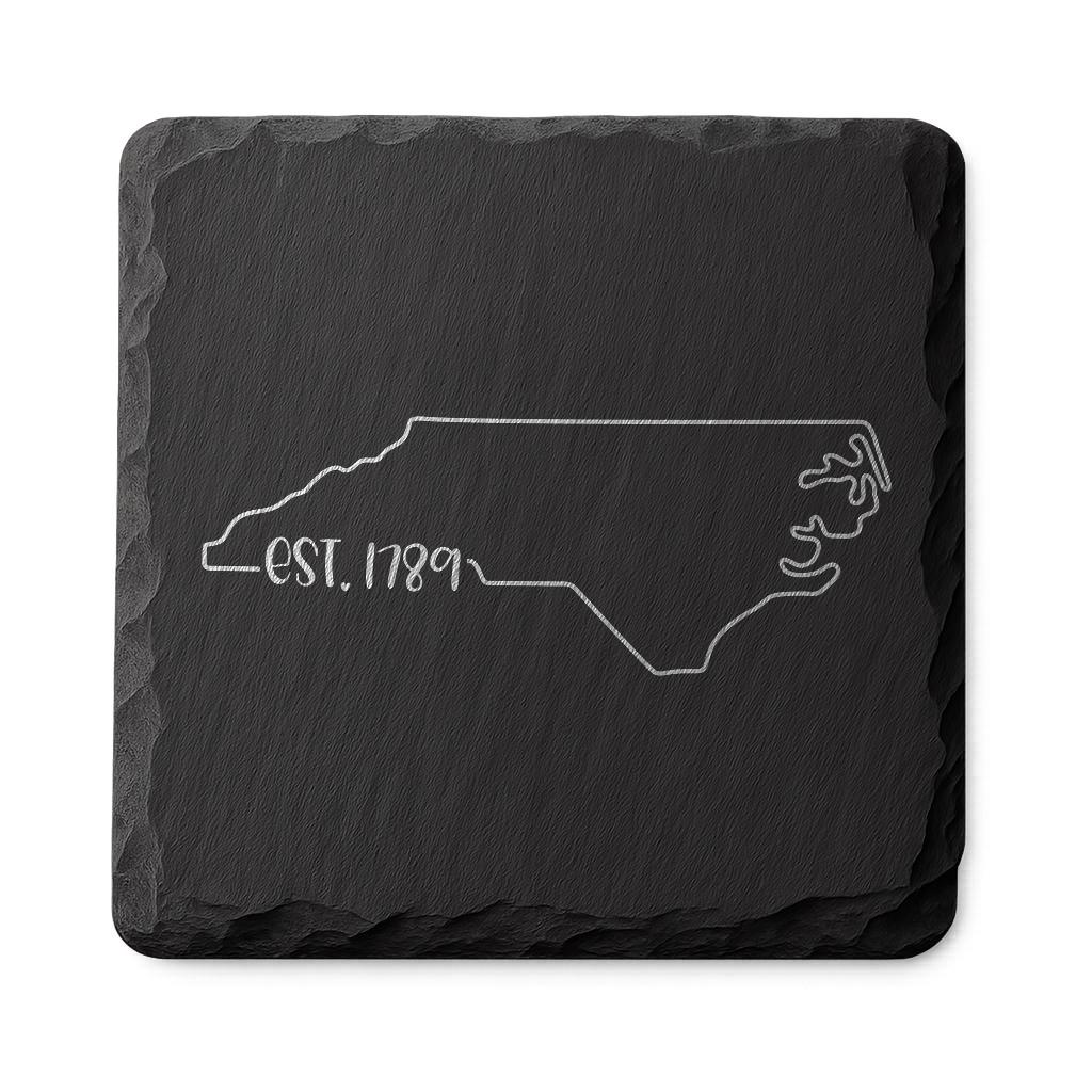 North Carolina Slate Coasters 4x4 Laser Engraved Stone Drink Coasters North Carolina Home Décor Tar Heel State Established 1789 Gift