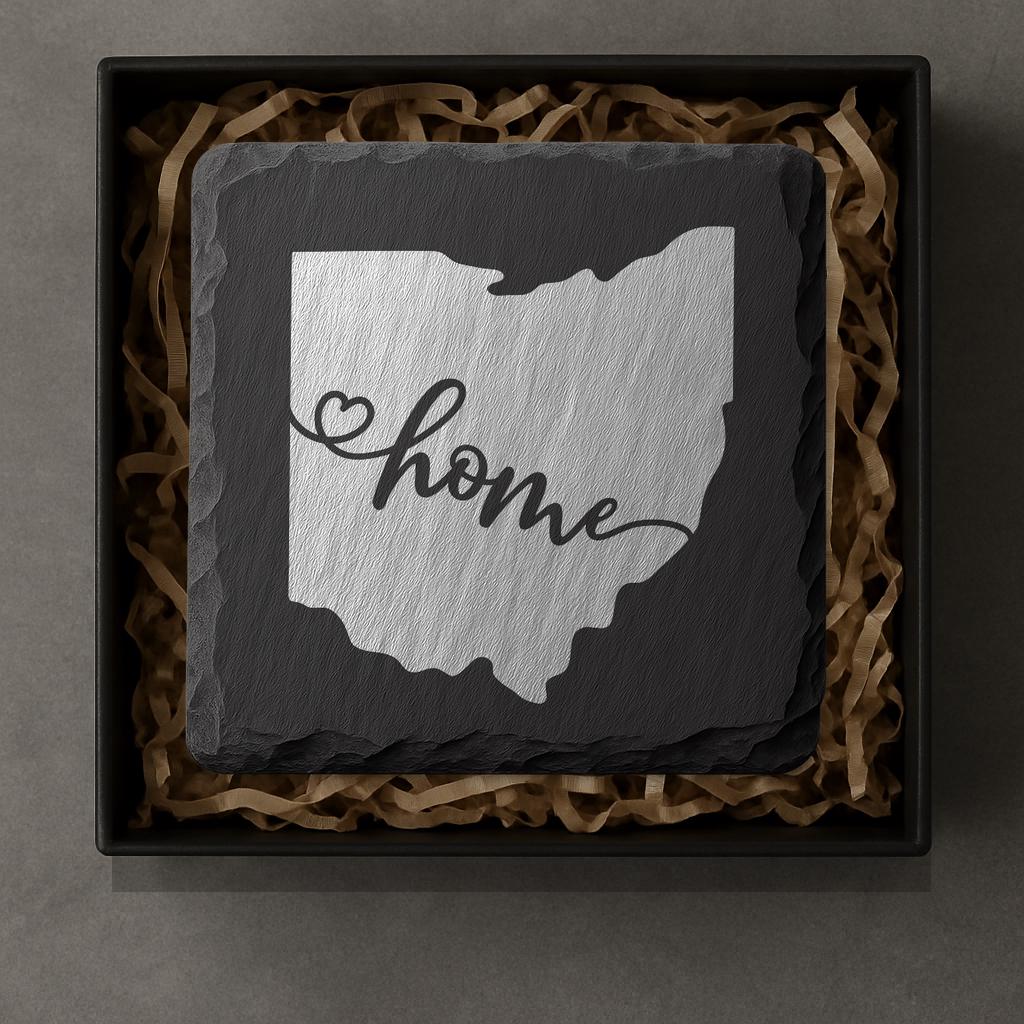 Ohio Slate Coasters 4x4 Laser Engraved Stone Drink Coasters Ohio Home Décor Buckeye State Established 1803 Gift