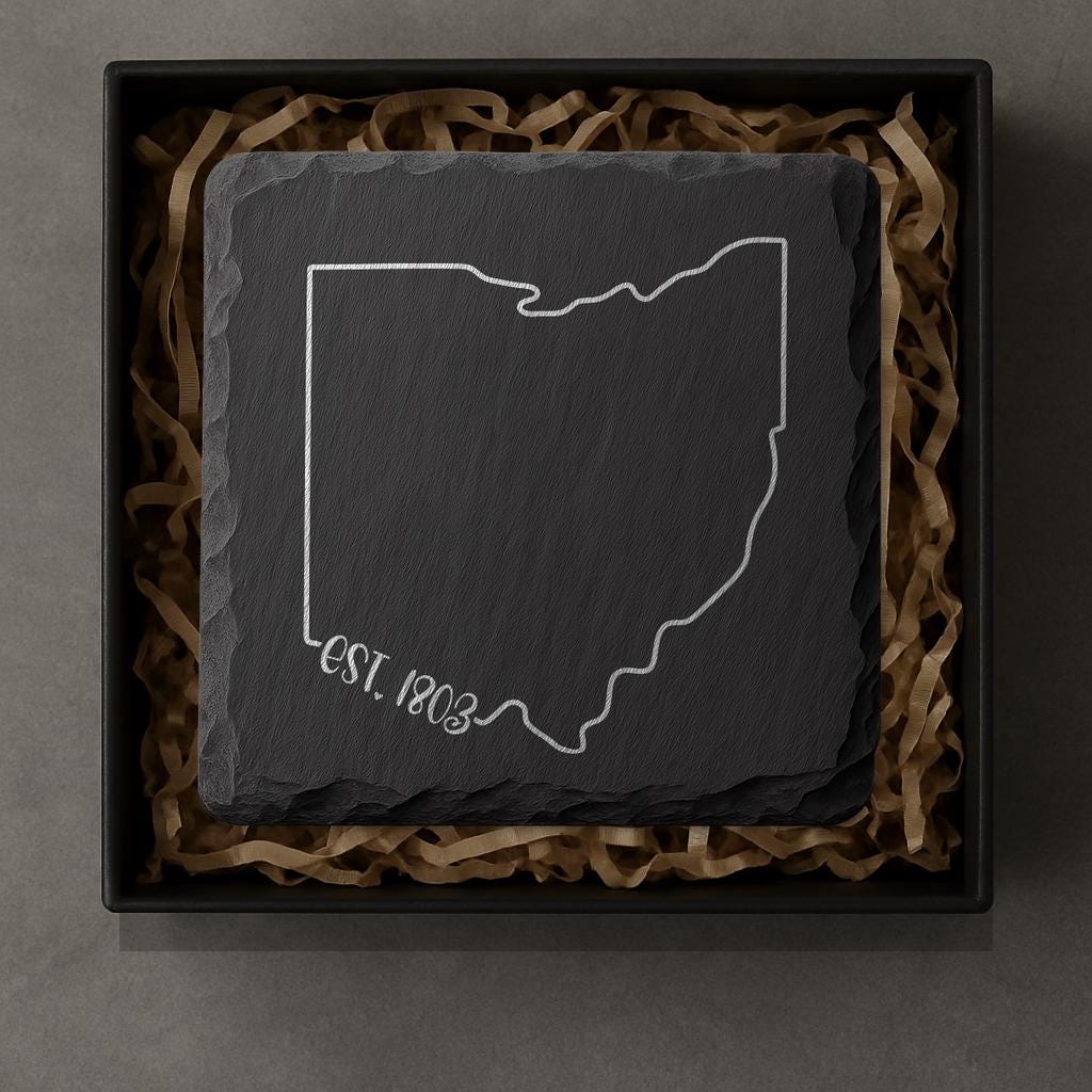 Ohio Slate Coasters 4x4 Laser Engraved Stone Drink Coasters Ohio Home Décor Buckeye State Established 1803 Gift