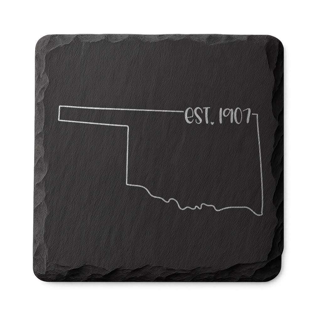 Oklahoma Slate Coasters 4x4 Laser Engraved Stone Drink Coasters Oklahoma Home Décor Sooner State Established 1907 Gift