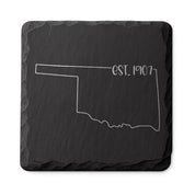 Oklahoma Slate Coasters 4x4 Laser Engraved Stone Drink Coasters Oklahoma Home Décor Sooner State Established 1907 Gift