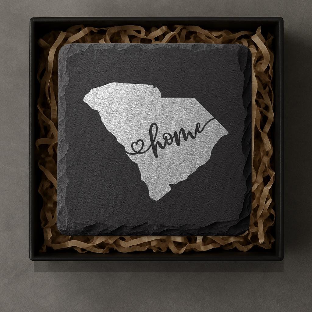 South Carolina Slate Coasters 4x4 Laser Engraved Stone Drink Coasters South Carolina Home Décor Palmetto State Established 1788 Gift