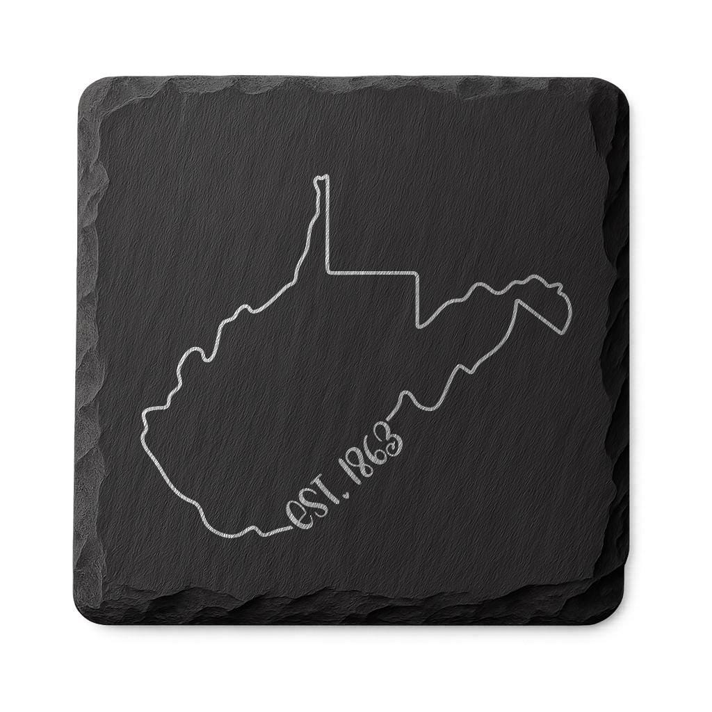 West Virginia Slate Coasters 4x4 Laser Engraved Stone Drink Coasters West Virginia Home Décor Mountain State Established 1863 Gift