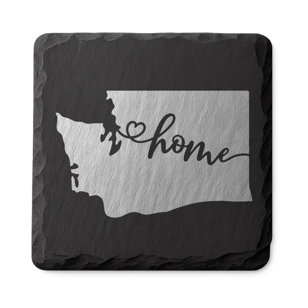 Washington Slate Coasters 4x4 Laser Engraved Stone Drink Coasters Washington Home Décor Evergreen State Established 1889 Gift