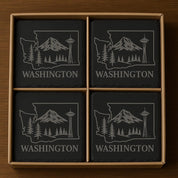 Washington Slate Coasters 4x4 Laser Engraved Stone Drink Coasters Washington Home Décor Evergreen State Established 1889 Gift