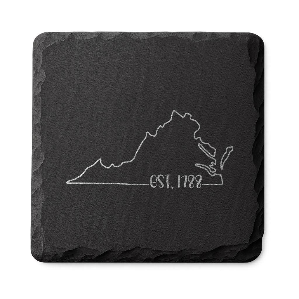 Virginia Slate Coasters 4x4 Laser Engraved Stone Drink Coasters Virginia Home Décor Old Dominion Established 1788 Gift