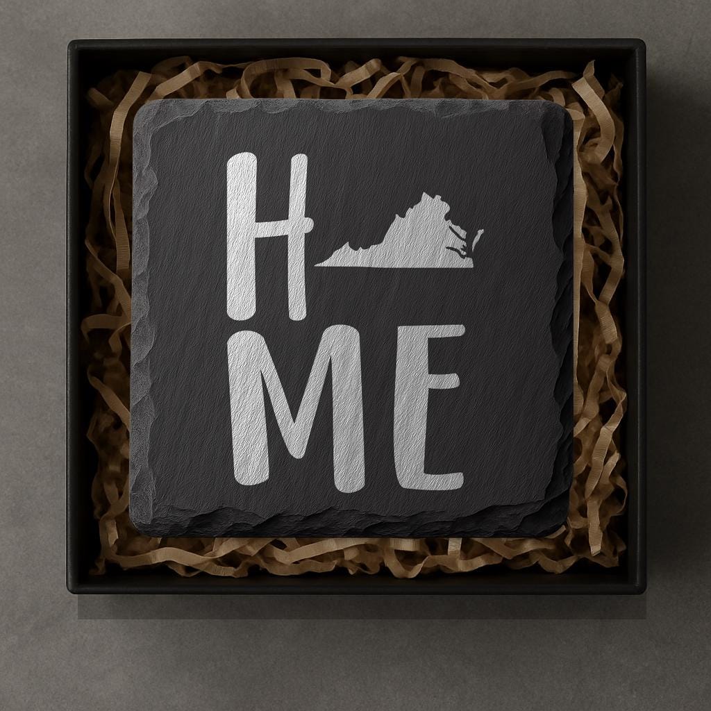 Virginia Slate Coasters 4x4 Laser Engraved Stone Drink Coasters Virginia Home Décor Old Dominion Established 1788 Gift