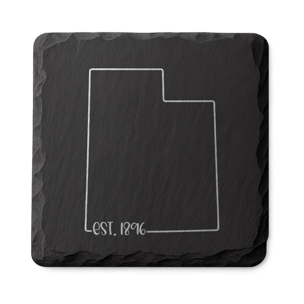 Utah Slate Coasters 4x4 Laser Engraved Stone Drink Coasters Utah Home Décor Beehive State Established 1896 Gift