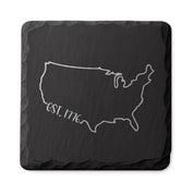 U.S.A. Slate Coasters | 4x4 Laser Engraved Stone Drink Coasters | Rustic Patriotic Home Décor | American Flag Gift | Housewarming Gift Set