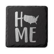 U.S.A. Slate Coasters | 4x4 Laser Engraved Stone Drink Coasters | Rustic Patriotic Home Décor | American Flag Gift | Housewarming Gift Set