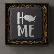 U.S.A. Slate Coasters | 4x4 Laser Engraved Stone Drink Coasters | Rustic Patriotic Home Décor | American Flag Gift | Housewarming Gift Set