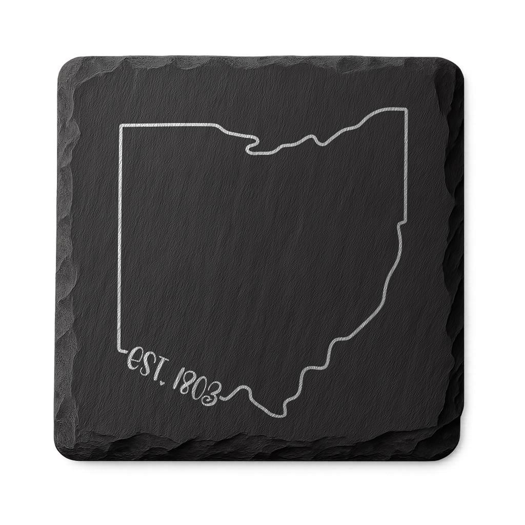 Ohio Slate Coasters 4x4 Laser Engraved Stone Drink Coasters Ohio Home Décor Buckeye State Established 1803 Gift