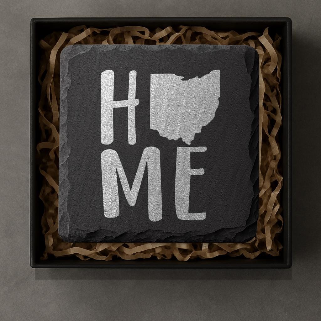 Ohio Slate Coasters 4x4 Laser Engraved Stone Drink Coasters Ohio Home Décor Buckeye State Established 1803 Gift
