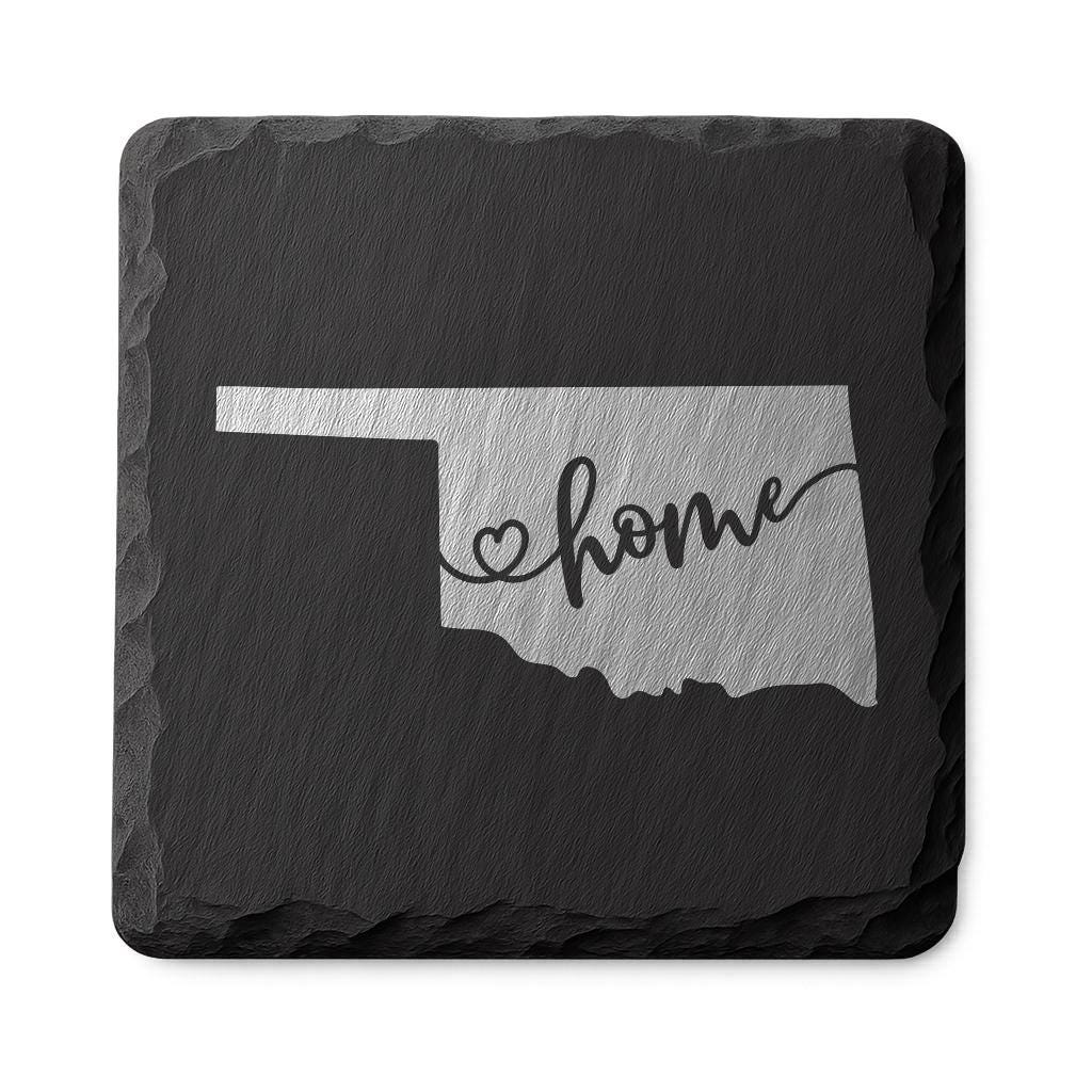 Oklahoma Slate Coasters 4x4 Laser Engraved Stone Drink Coasters Oklahoma Home Décor Sooner State Established 1907 Gift