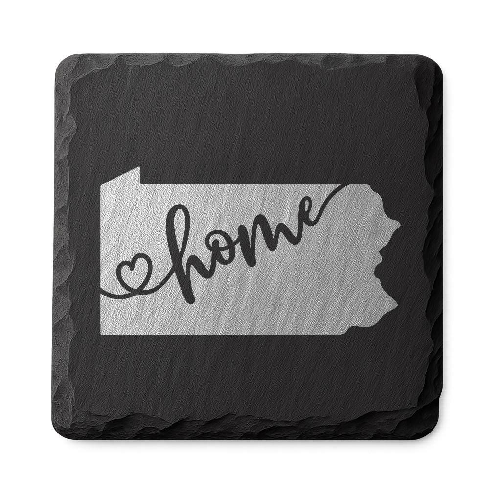 Pennsylvania Slate Coasters 4x4 Laser Engraved Stone Drink Coasters Pennsylvania Home Décor Keystone State Established 1787 Gift