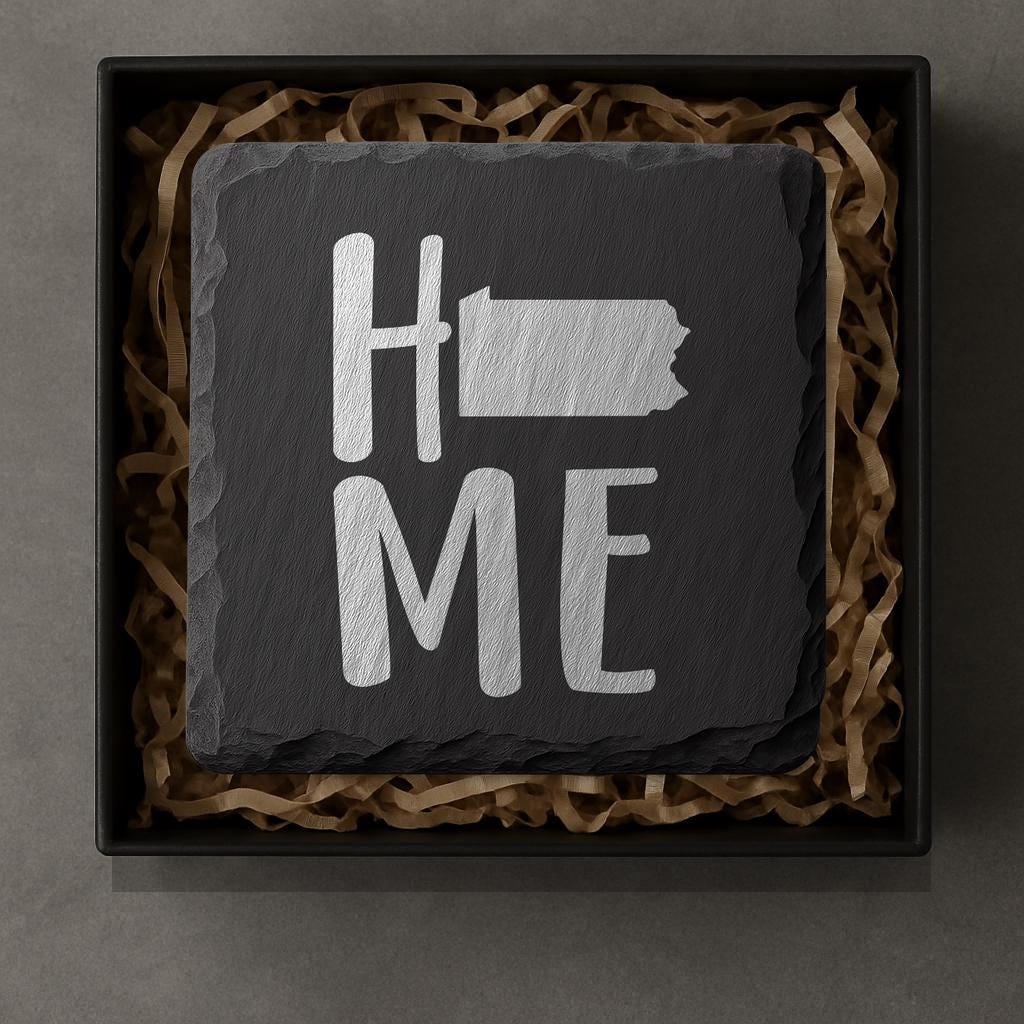 Pennsylvania Slate Coasters 4x4 Laser Engraved Stone Drink Coasters Pennsylvania Home Décor Keystone State Established 1787 Gift