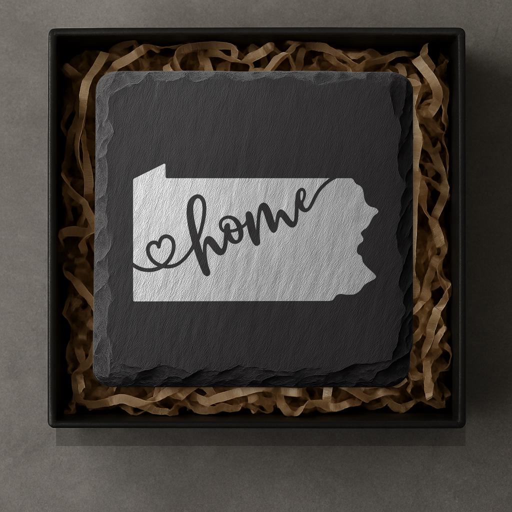 Pennsylvania Slate Coasters 4x4 Laser Engraved Stone Drink Coasters Pennsylvania Home Décor Keystone State Established 1787 Gift