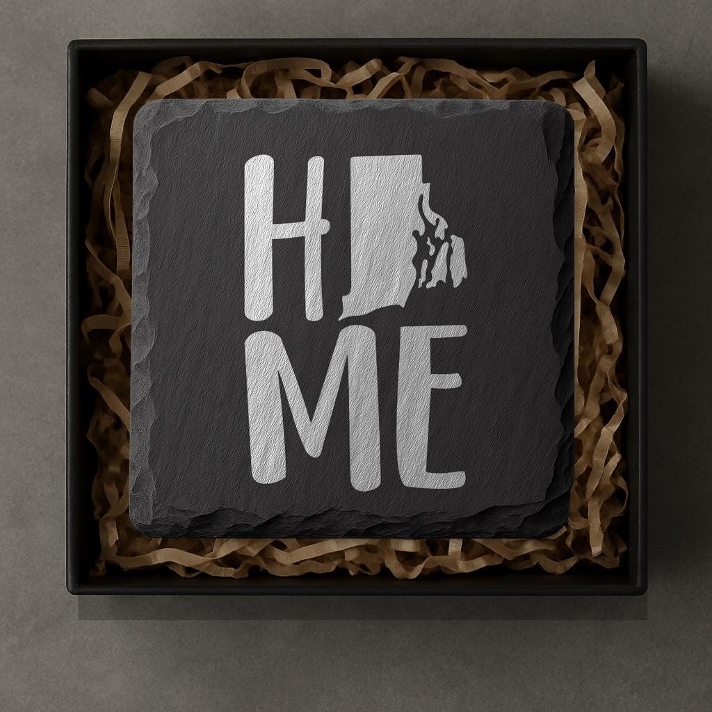 Rhode Island Slate Coasters 4x4 Laser Engraved Stone Drink Coasters Rhode Island Home Décor Ocean State Established 1790 Gift