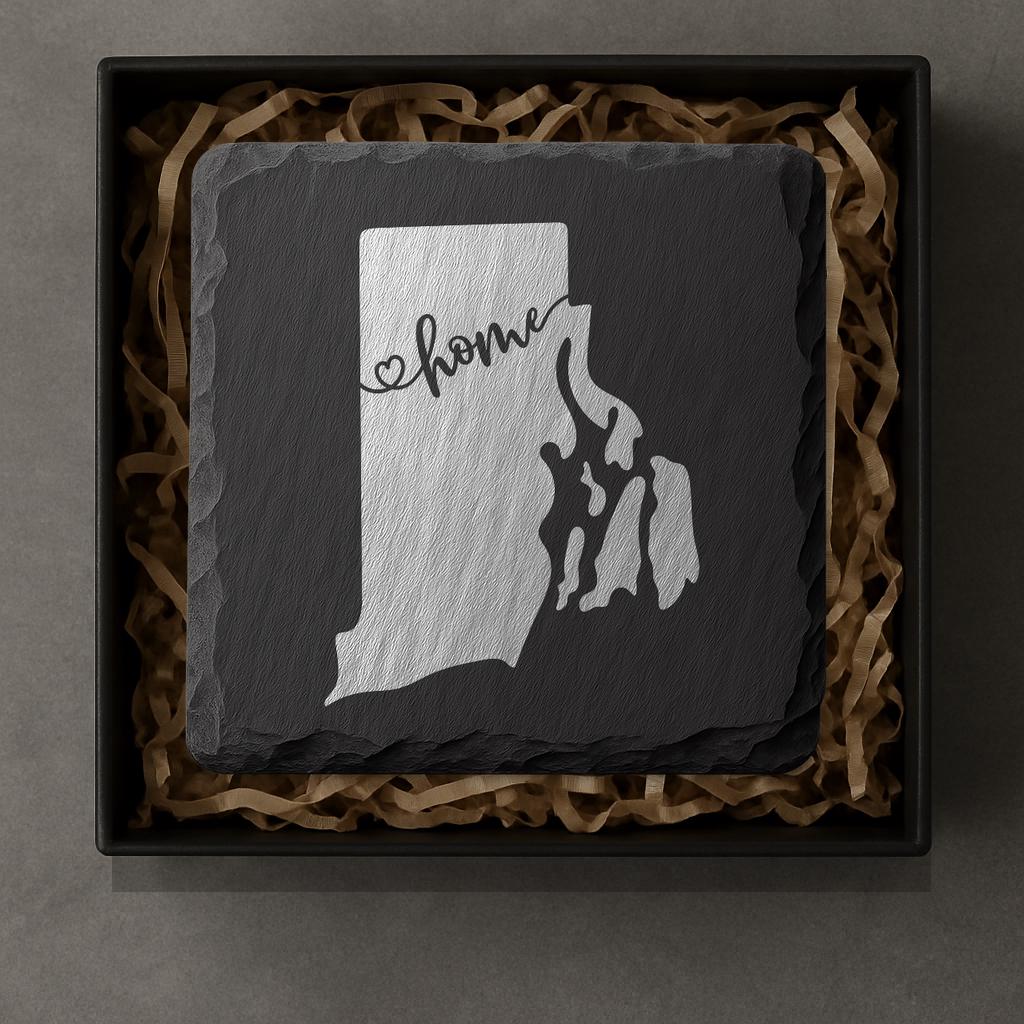 Rhode Island Slate Coasters 4x4 Laser Engraved Stone Drink Coasters Rhode Island Home Décor Ocean State Established 1790 Gift