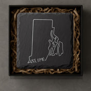 Rhode Island Slate Coasters 4x4 Laser Engraved Stone Drink Coasters Rhode Island Home Décor Ocean State Established 1790 Gift