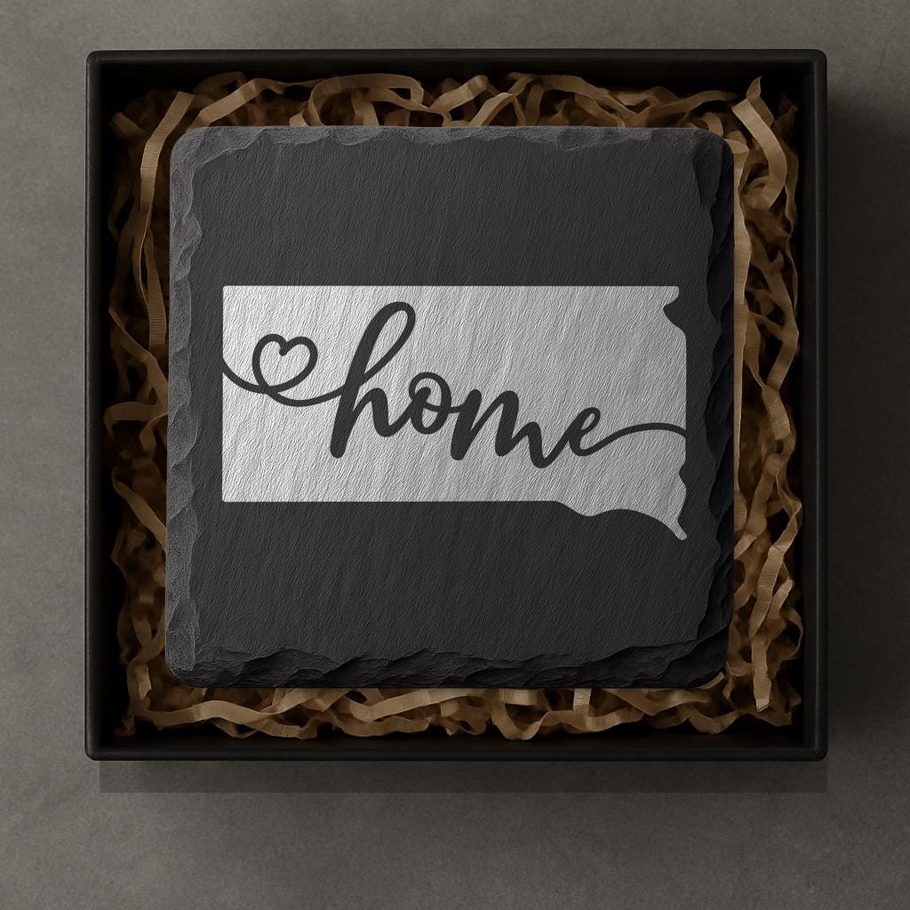 South Dakota Slate Coasters 4x4 Laser Engraved Stone Drink Coasters South Dakota Home Décor Mount Rushmore State Established 1889 Gift