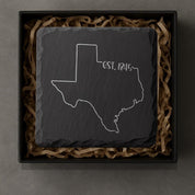 Texas Slate Coasters 4x4 Laser Engraved Stone Drink Coasters Texas Home Décor Lone Star State Established 1845 Gift