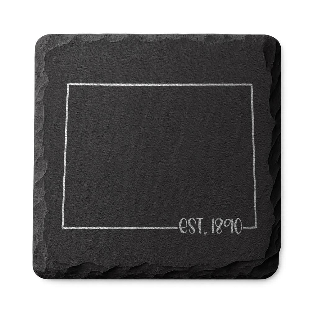 Wyoming Slate Coasters 4x4 Laser Engraved Stone Drink Coasters Wyoming Home Décor Equality State Established 1890 Gift