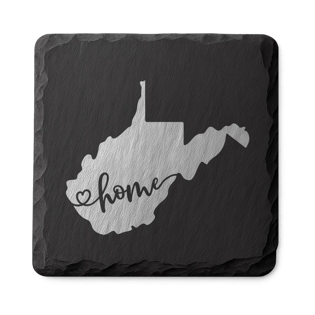 West Virginia Slate Coasters 4x4 Laser Engraved Stone Drink Coasters West Virginia Home Décor Mountain State Established 1863 Gift