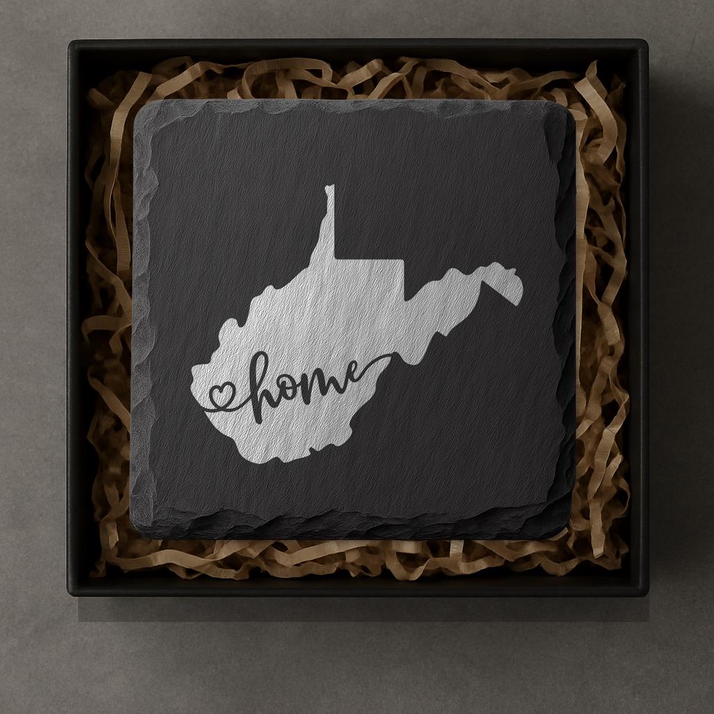 West Virginia Slate Coasters 4x4 Laser Engraved Stone Drink Coasters West Virginia Home Décor Mountain State Established 1863 Gift