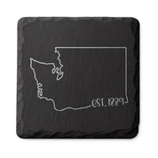 Washington Slate Coasters 4x4 Laser Engraved Stone Drink Coasters Washington Home Décor Evergreen State Established 1889 Gift