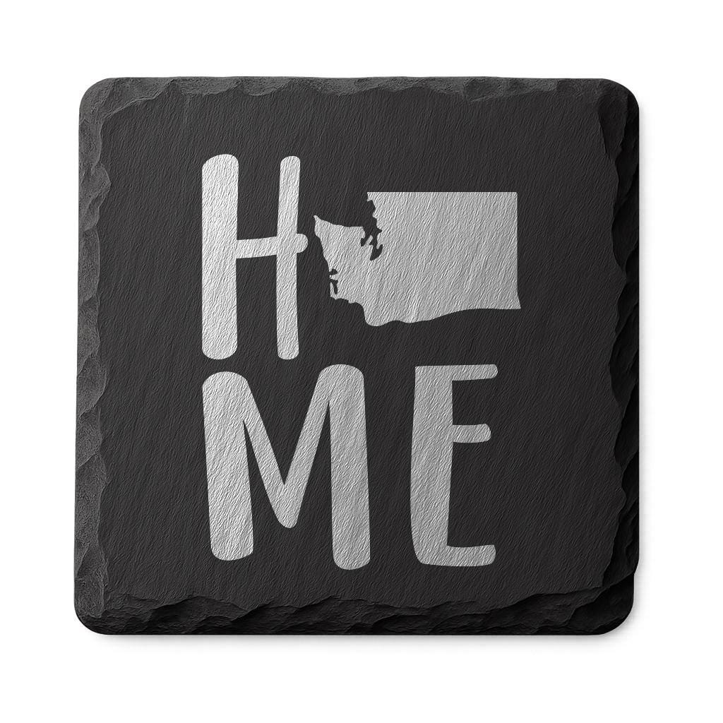 Washington Slate Coasters 4x4 Laser Engraved Stone Drink Coasters Washington Home Décor Evergreen State Established 1889 Gift