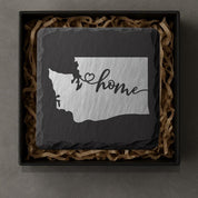 Washington Slate Coasters 4x4 Laser Engraved Stone Drink Coasters Washington Home Décor Evergreen State Established 1889 Gift