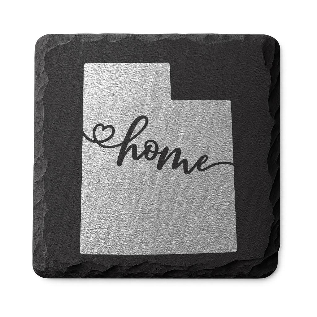 Utah Slate Coasters 4x4 Laser Engraved Stone Drink Coasters Utah Home Décor Beehive State Established 1896 Gift